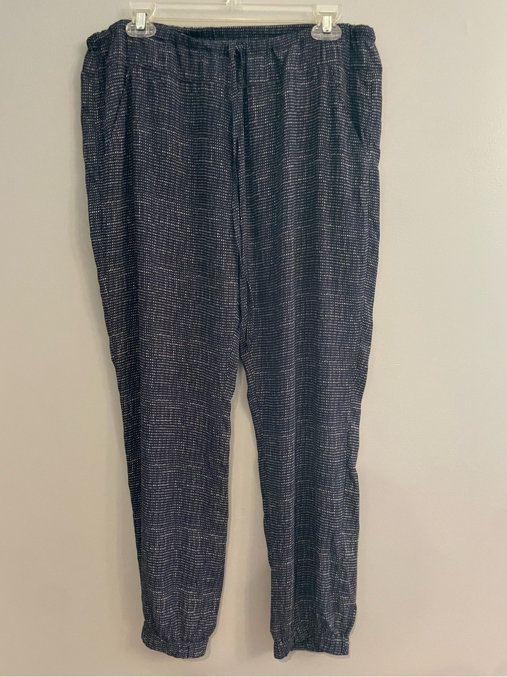 CAbi Navy Polka Dot Relaxed Pull On Travel Drawstring Pants